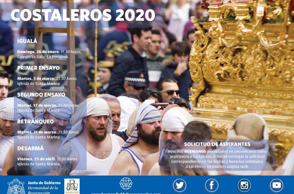 IGUALA DE COSTALEROS Y SOLICITUD DE ASPIRANTES 2020