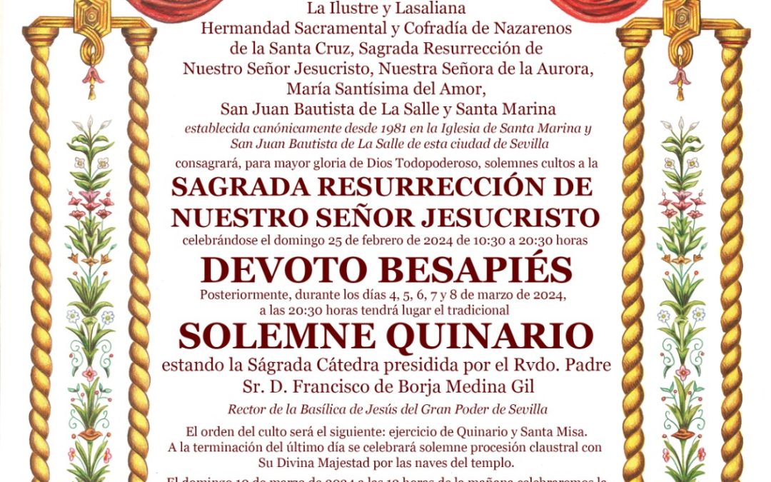 Quinario a la Sagrada Resurrección de Nuestro Señor Jesucristo